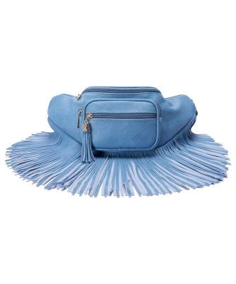 Fashion Fringe Tassel Fanny Pack Waist Bag KL088 DENIM BLUE